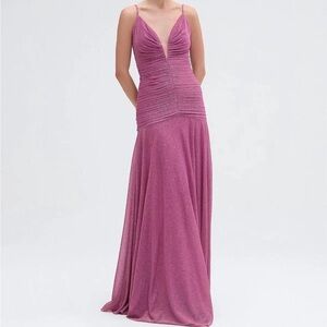 PatBO Metallic Plunge Gown